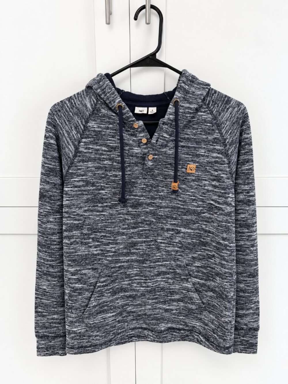 tentree | Men's Marled Navy Blue Henley Hoodie Pullover – Size Small